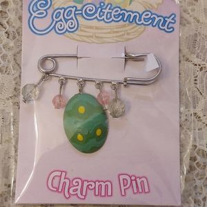 Cute New Green Easter Egg Charm Pin Spring Brooch